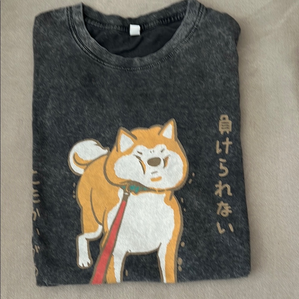 100% cotton Japanese Shiba Inu Graphic Tee- Men Medium